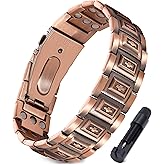 Jecanori Pure Copper Bracelet for Men, 3X Strength Magnetic Bracelets with 3800 Gauss Magnets, Adjustable Mens Copper Bracelet with Premium Fold-Over Clasp