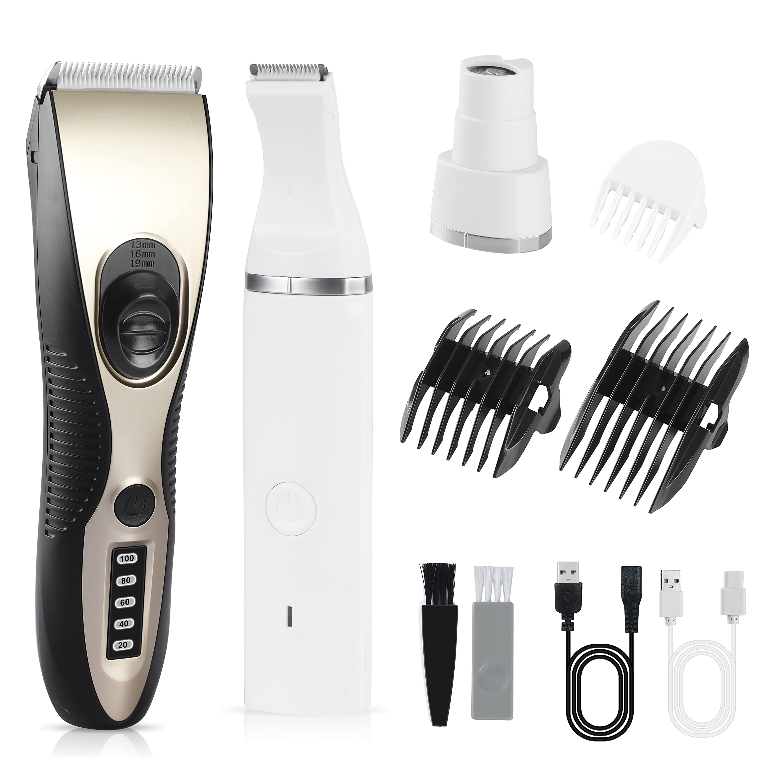 Photo 1 of FERRISA 3 in 1 Dog Grooming Kit, Low Noise Rechargeable Dog Clippers for Grooming, Nail Trimmers for Small Dogs, Cordless Small Pet Grooming Clippers for Paws, Eyes, Ears, Face, Rump