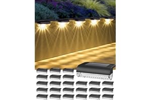 Herzila 24 Pack Solar Step Lights Outdoor Stairs - Waterproof Fence Lights Auto On/Off, 3000K Warm White Solar Lights for Garden/Deck/Patio/Backyard/Balcony/Pool (2 Installation Modes)