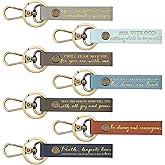 Sureio 7 Pcs Christian Graduation Keychains Gift Bulk Religious Bible Verse Inspirational PU Leather Strap Church Favors