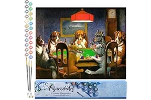 Figured'Art Paint by Numbers for Adults Dogs Playing Poker 16"x20" - Craft Art Painting DIY Kit Rolled Canvas Without Frame