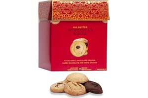 Red Gift Box Variety of Flavors Shortbread Cookies, Traditional, Maple, Chocolate Crunch, Dutch Choco, 480 Grams