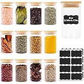 SHOWIN 8oz Glass Food Storage Jars, Glass Jars with Bamboo Lids, Kitchen Storage Jars, Set of 12, Canisters with Airtight Lids for Spice, Coffee, Cookie, Pantry Organizers