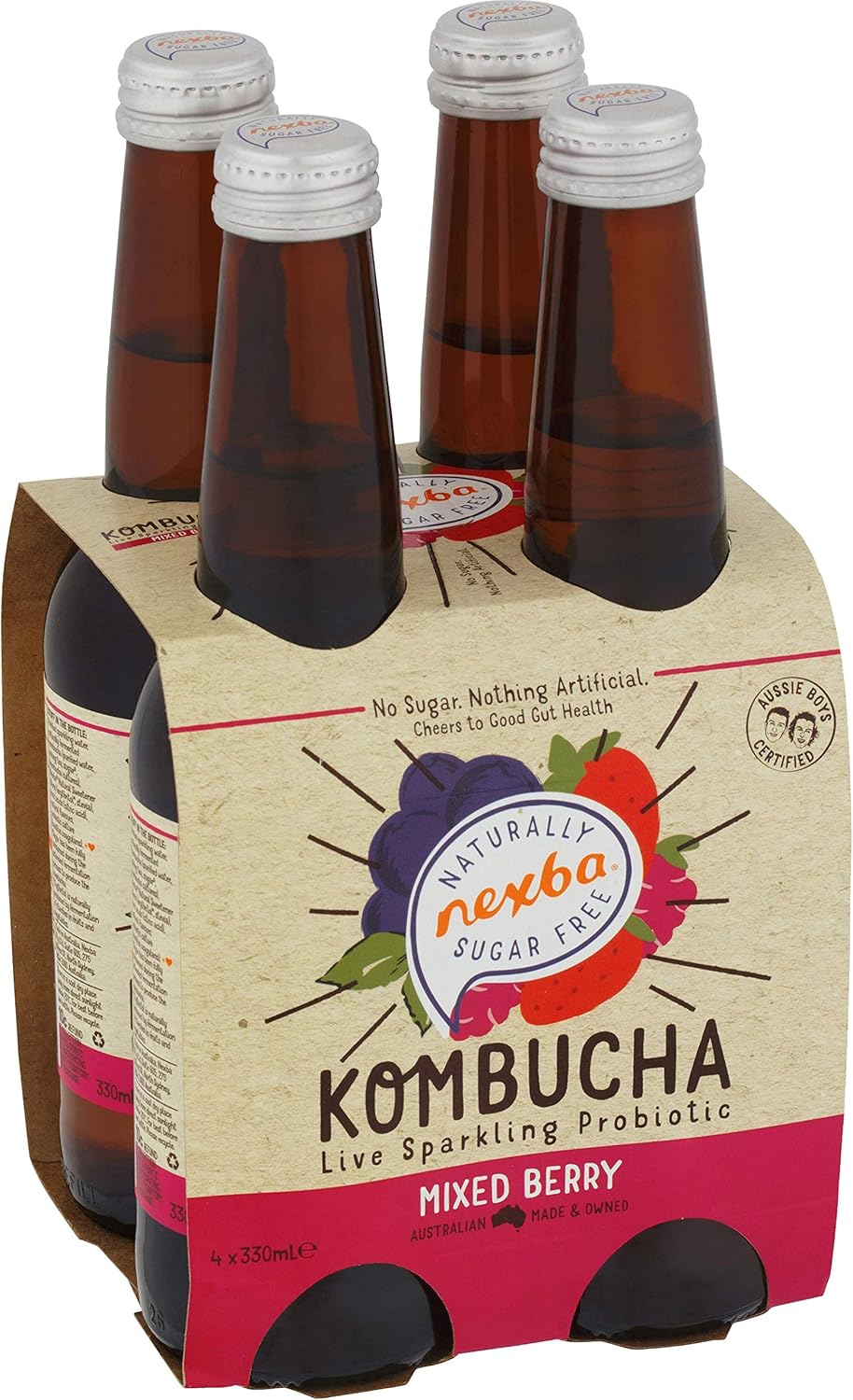 NEXBA Mixed Berry Kombucha 330ML (24 Pack) Grocery & Gourmet Food