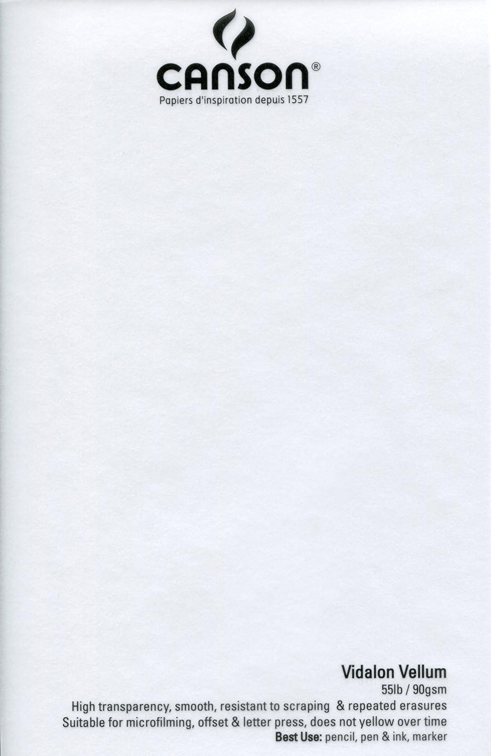 Canson Artist Series Vidalon Vellum Paper Pad, Translucent and Acid Free for Pencil, Ink and Markers, Fold Over, 55 Pound, 9 x 12 Inch, 50 Sheets