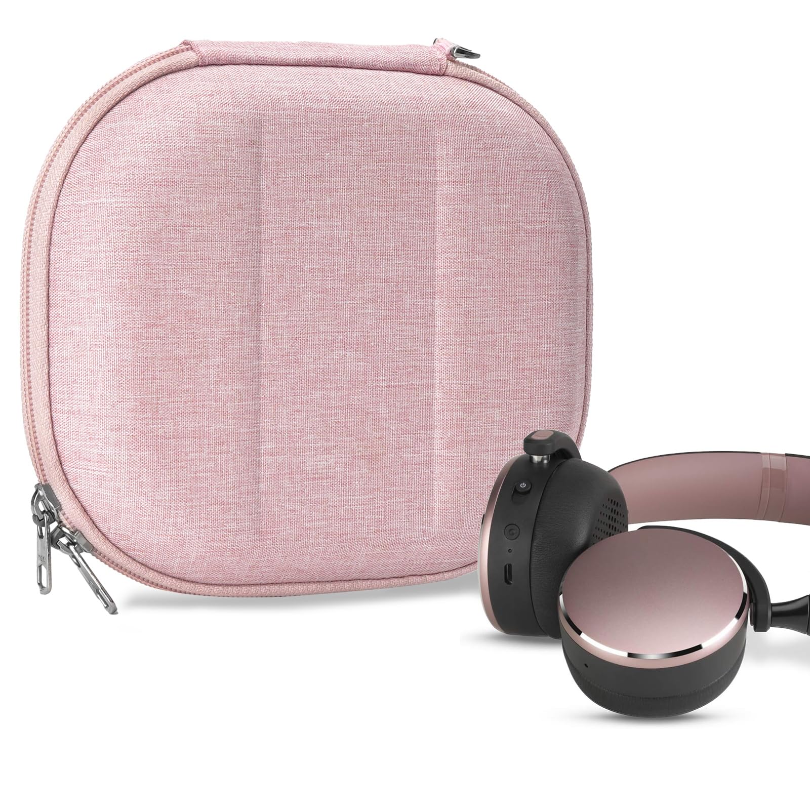 Geekria NOVA Shield Headphones Case Compatible with AKG Y50BT, Y50BTBLK, Y400 Wireless, Y45BT Wireless, N60NC, Y500 Case, Replacement Hard Shell Travel Carrying Bag with Cable Storage (Pink)