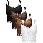 Bencailor 4 Pcs Lace Camisole for Women Spaghetti Strap Lace Bralettes Crop Tops Cami Top V Neck Slim Basic Camisoles