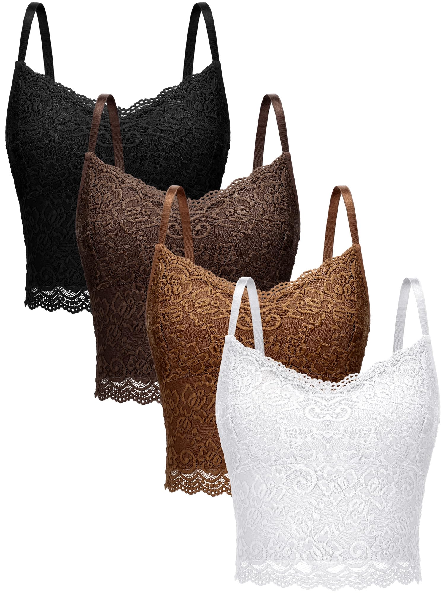 Photo 1 of **Only 3**
Bencailor 4 Pcs Lace Camisole for Women Spaghetti Strap Lace Bralettes Crop Tops Cami Top V Neck Slim Basic Camisoles(Large)