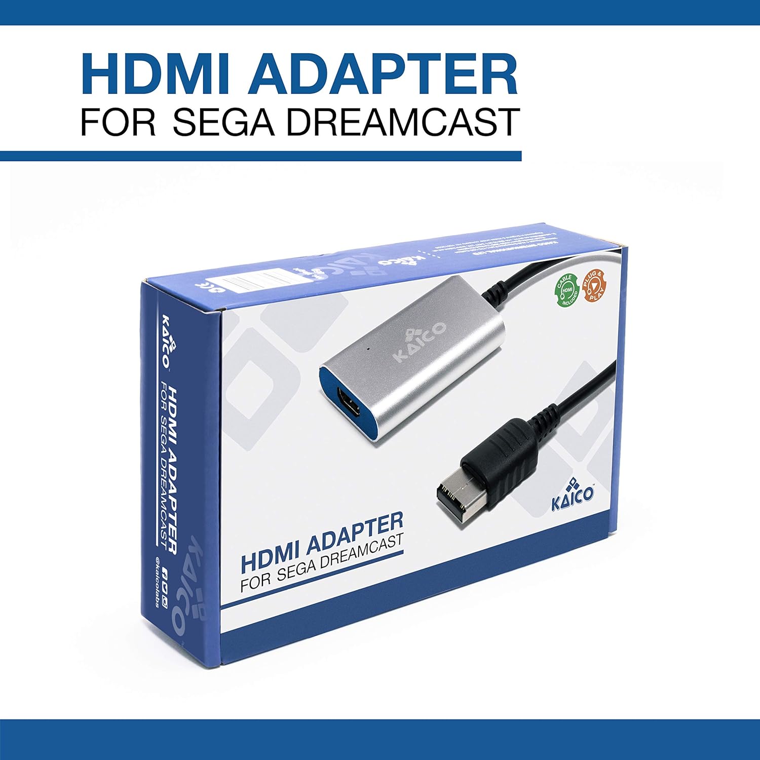 Sega Dreamcast HDMI Converter - Simple Plug and Play HDMI Converter For Sega Dreamcast - By Kaico - Sega Dreamcast VGA cable to Dreamcast HDMI - The Best Sega Dreamcast AV Cable: Video Games