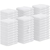Avalon Towels Cotton Washcloths &ndash; (Pack of 60) Size 12x12 Inches, 100% Ring Spun Cotton, Soft &amp; Absorbent Face Towels, Gym Towels, Hotel and Spa Quality, Reusable Fingertip Towels (White)