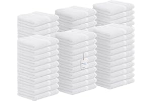 Avalon Towels Cotton Washcloths – (Pack of 60) Size 12x12 Inches, 100% Ring Spun Cotton, Soft & Absorbent Face Towels, Gym Towels, Hotel and Spa Quality, Reusable Fingertip Towels (White)