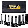 PGROUP 8 PCS 1/2 Inch Drive Allen Impact Socket Set, SAE Hex Socket 1/4" to 3/4", Master Impact Grade Cr-Mo Steel with Heavy Duty Storage Case