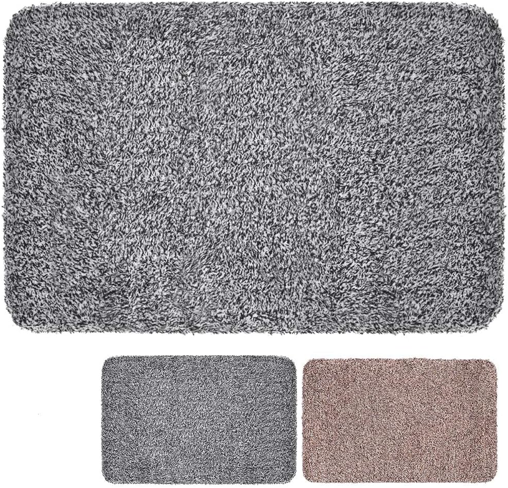 BEAU JARDIN Indoor Doormat Super Absorbs Mud 18"x28" Latex Backing Non Slip Door Mat for Small Front Door Inside Floor Dirt Trapper Mats Cotton Entrance Rug Shoe Scraper Machine Washable Carpet Fiber
