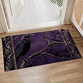 Plistiz Gothic Raven Indoor Door Mat, 17x29.5 Inch, Floor Area Rug for Entryway, Living Room, or Bathroom, Non-Slip Doormat, Goth Home Decor Rug Gifts