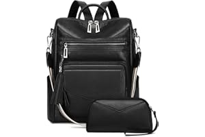 OPAGE Backpack Purse for Women Leather Anti-theft Fashion Designer Travel Backpack Ladies Shoulder Bags With Wristlet, Black
