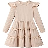 JNKLWPJS Toddler Girl Dress Baby Ruffle Long Sleeve Casual Pleated Fall Dresses