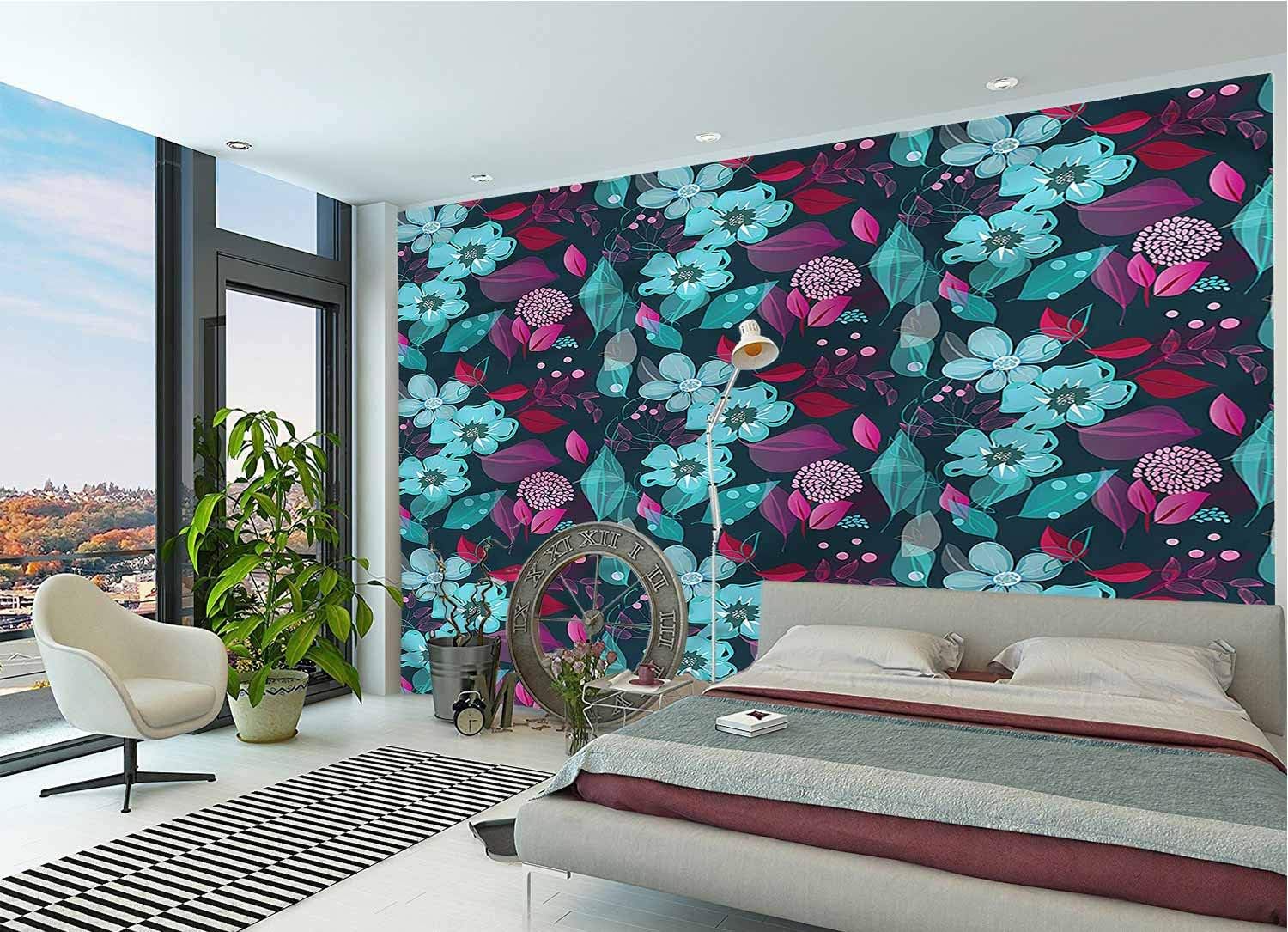LCGGDB Flower Wall Stickers Murals,Fantasy Garden Blossoms Paperhanging Wallpaper for Office Livingroom Girls Bedroom Family Wall Decals-118x83 Inch