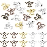Cheriswelry 30Pcs Tibetan Style Angel Alloy Charms 5 Colors Angel Wing Metal Pendants Hang Ornament 22x28mm for DIY Crafts Necklace Bracelet Earring Jewelry Making