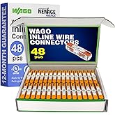WAGO 221-2401 48pc Inline Compact Splicing Wire Connectors | Includes 48pc 221-2401 (2 Conductor) | WAGO Wire Connectors | 22