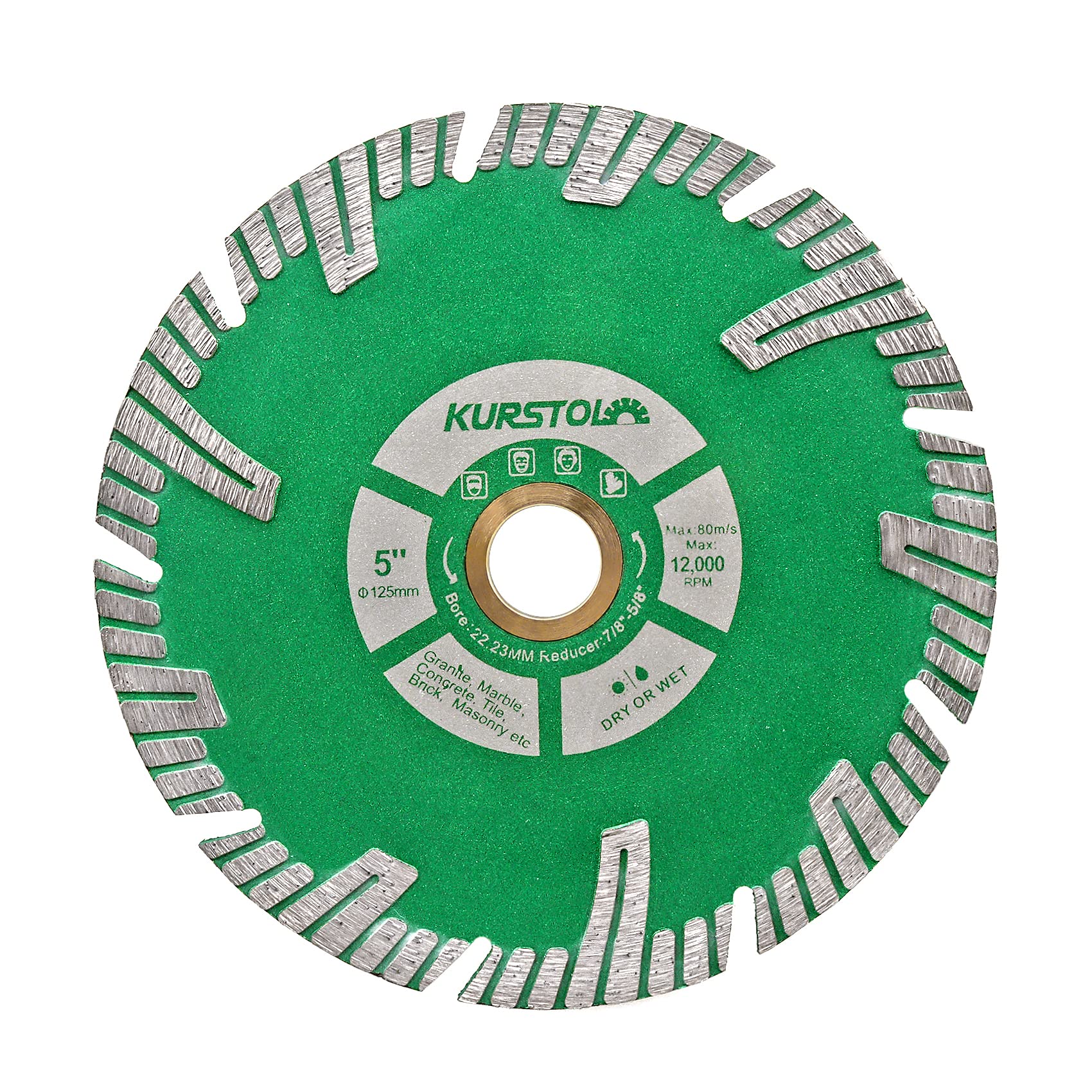KURSTOL Granite Diamond Cutting Blade - 125mm Concrete Cutting Disc for Marble Stone Tile Quartz Angle Grinder Saw Blade with a Reducer Washer 22-16MM