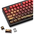 XVX Shine Through Keycaps - Double Shot PBT Keycaps 60 65 75 100 Percent, Side Print Key caps Custom 129 Keys Set, Dye Sub Wave of Kanagawa Key caps for Mechanical Keyboards, Red