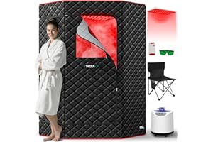 I-THERA-U XL Infrared Sauna Box with True 660 & 850nm Red Light Therapy Lamp, Portable Red Light Sauna for Home, Full Body Steam Tent with 3L 1200w Steamer, 15 Levels Heat, Chair, Remote