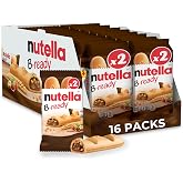 Nutella B-Ready Wafer Bars, Hazelnut Spread Bar, 1.55 oz each, 16 Packs | Treat for snacking, sweet snacks wafer bars, cocoa hazelnut spread, individually wrapped treat