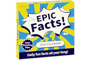 ETERNA GOODS 2026 Epic Facts Daily Desktop Calendar | Day To Day Tear Off Calendar with 365 Interesting Mental Floss Facts for Everyday of the Year, Fun Box Calendar Gift For Men or Women, Christmas Stocking Stuffer Gift for Home or Office