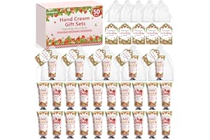 KONEUK 50 Pack Bulk Hand Cream Gifts Sets, Baby Shower Favors and Bridal Shower Favors for Guests with Thank You Card and Organza Gift Bags, Appreciation Gifts, Wedding Party Favors (Strawberry)