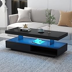 Merax Modern Center Coffee Table with 2 Storage