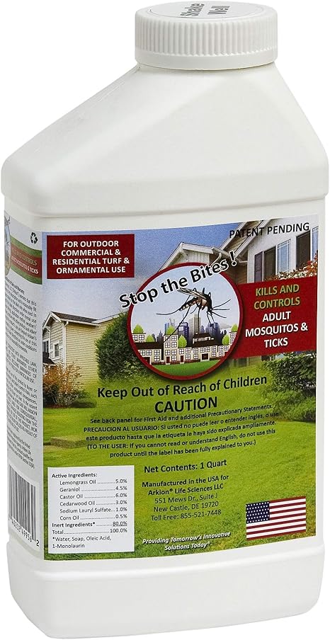Amazon Com Stop The Bites Natural Mosquito And Tick Control Long Lasting Natural Backyard Mosquito And Tick Repellent Arkion Life Sciences 1 Quart Health Personal Care