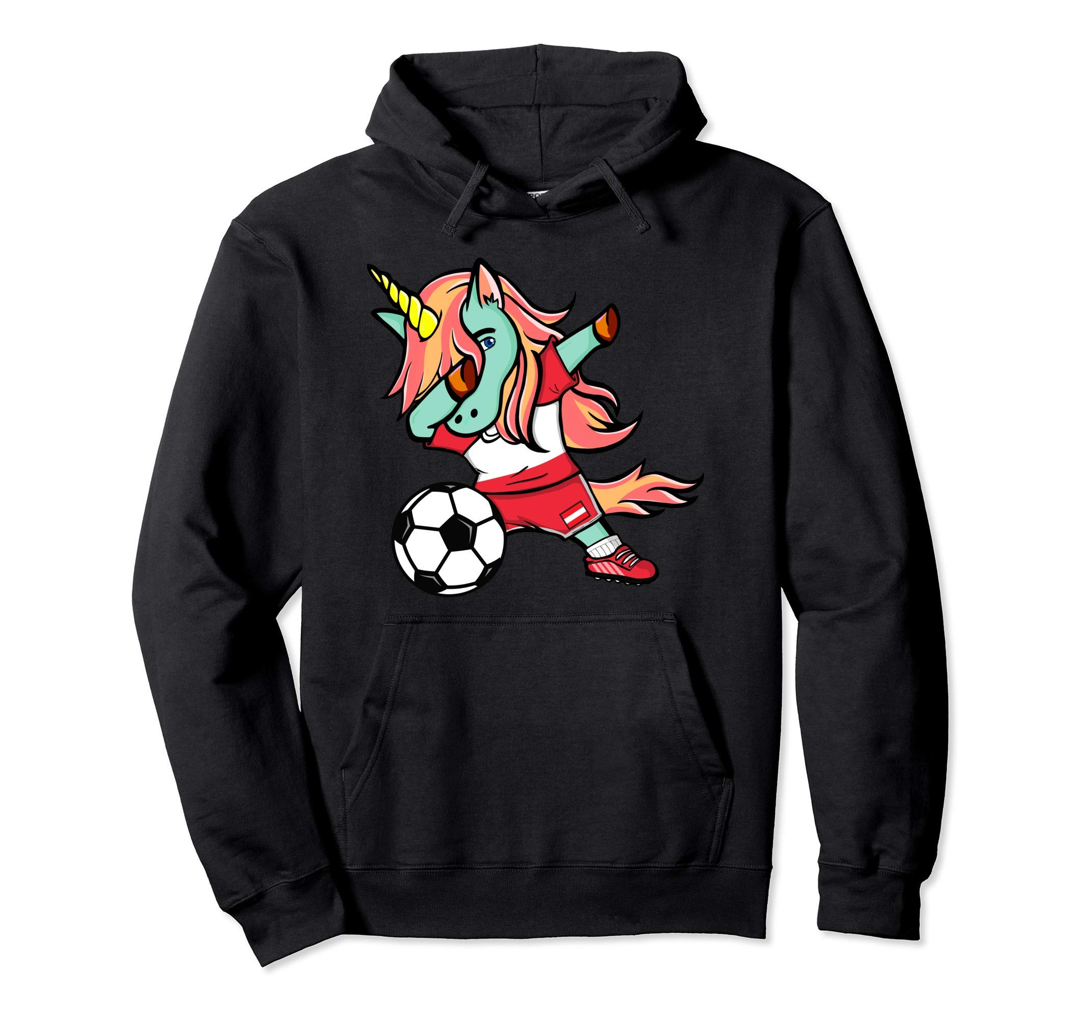 Dabbing Unicorn Austria Football - Austrian Flag Soccer Pullover Hoodie