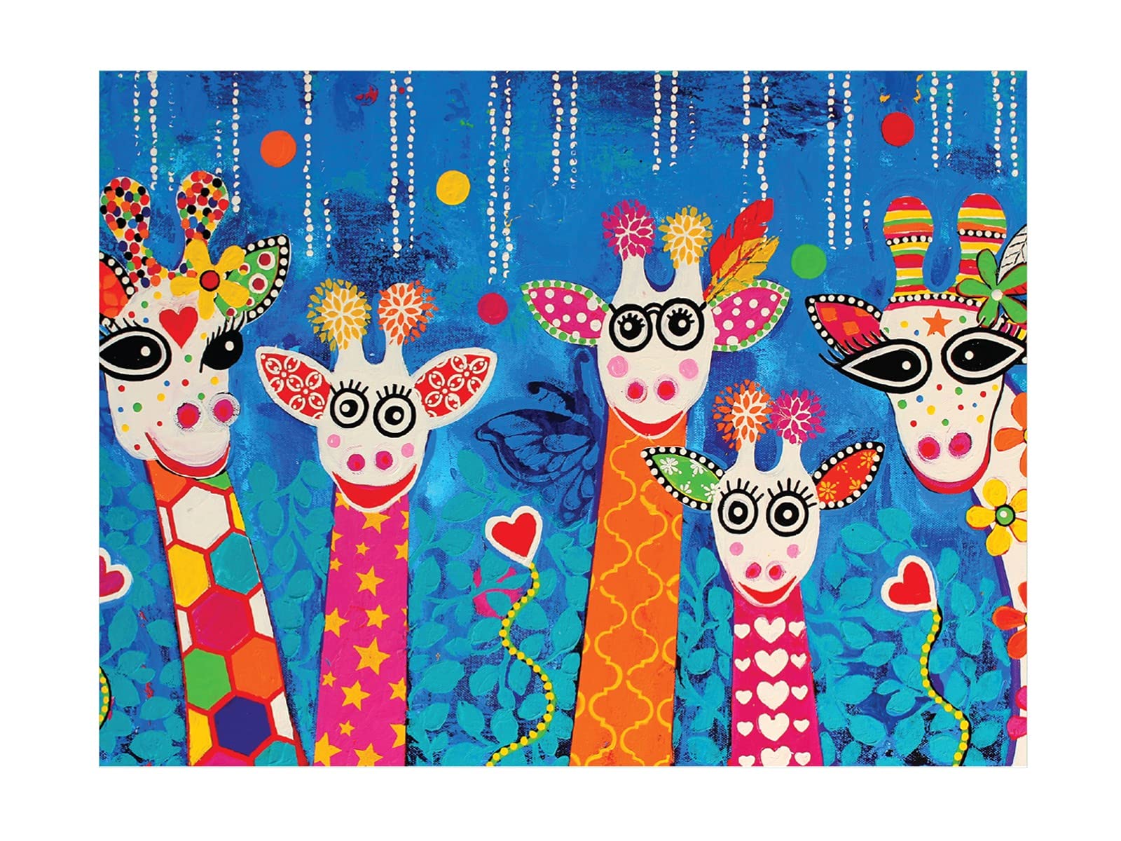 Maxwell & Williams Love Hearts Animal Printed Tea Towel with Mr Gee Family Design, 1% Cotton, Blue, 5 x 7 cm