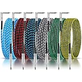 Dunkive 6 Pack Guitar Instrument Cable 10 ft Cord Bass Accessories Cable Copper Amp Cord for Bass & Electric Guitar Keyboard Effector Microphone(Multicolored)