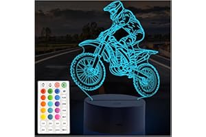 OBOIST Dirt Bike Gift 3D Night Light, 16 Colors Illusion Night Lamp for Boys - Dirt Bike Themed Bedroom Lamps, Optical Illusion Lamp with Remote Control, Kids' Room Décor, Cool Gifts for Motorcycle Lovers