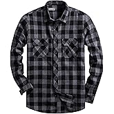 DELCARINO Mens Flannel Plaid Shirts Regual Fit Casual Long Sleeve Button Down Fleece Shirts