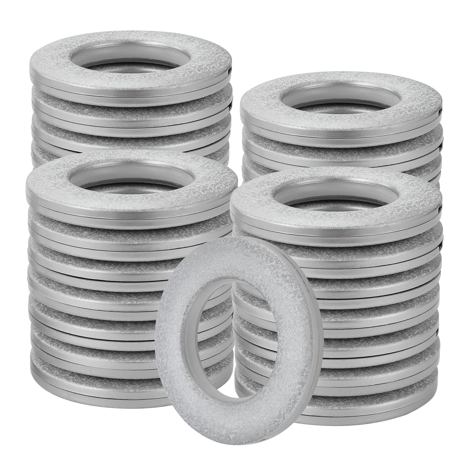 Coolty 32pcs 40mm Curtain Rings, ABS Plastic, Curtain Grommets, DIY Rings for Window, Shower, Closet (Frosted Silver)