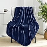 Exclusivo Mezcla Fleece Throw XL Blanket for Couch, Sofa, Super Soft and Warm Navy Blue Blankets, All Season, Cozy, Plush, Lightweight, 50x70 Inches