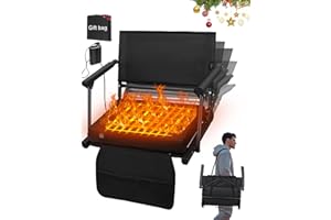 BSTECIAR Heated Stadium Seats for Bleachers with Battey, 3 Levels of Heat Bleacher Seats with Back & Cushion, Foldable Heated Stadium Chairs with Armrests, Bleacher Warmer Chair for Camping Game Sport