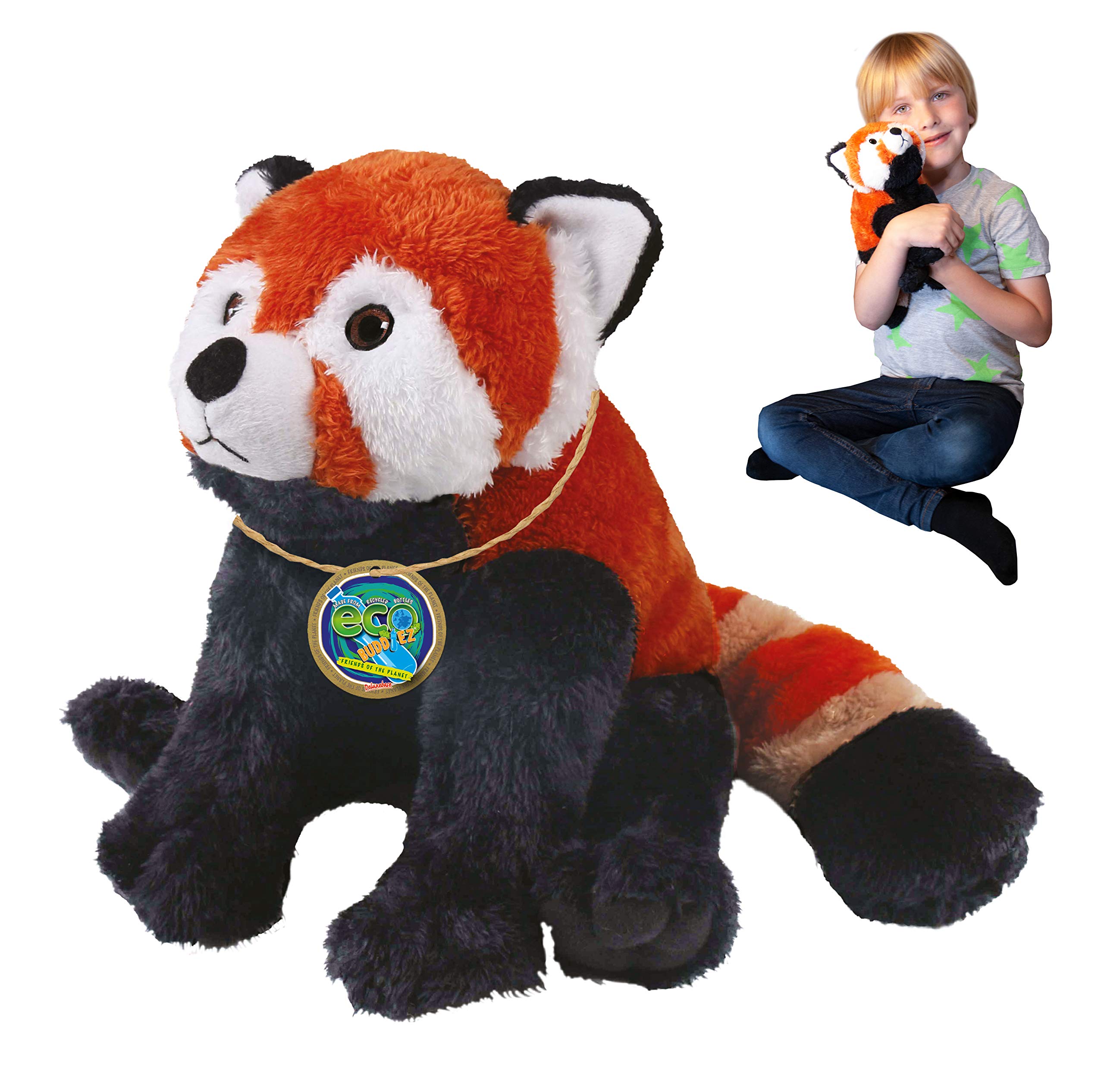 EcoBuddiez - Red Panda from Deluxebase. Large 30cm Soft Plush Animals made from Recycled Plastic Bottles. Eco-Friendly Cuddly Gift for Kids and Cute Stuffed Animal Toy for Toddlers.