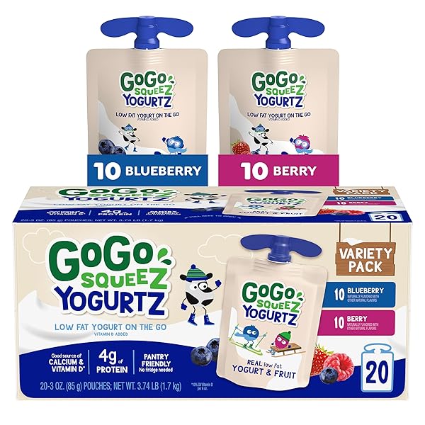 GOGO SQUEEZ YOGURTZ VARIETY PACK, BLUEBERRY & BERRY,...