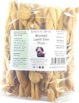 Britten and James 20 Thick Braided Lamb Headskin Sticks 400g Dogs view 2