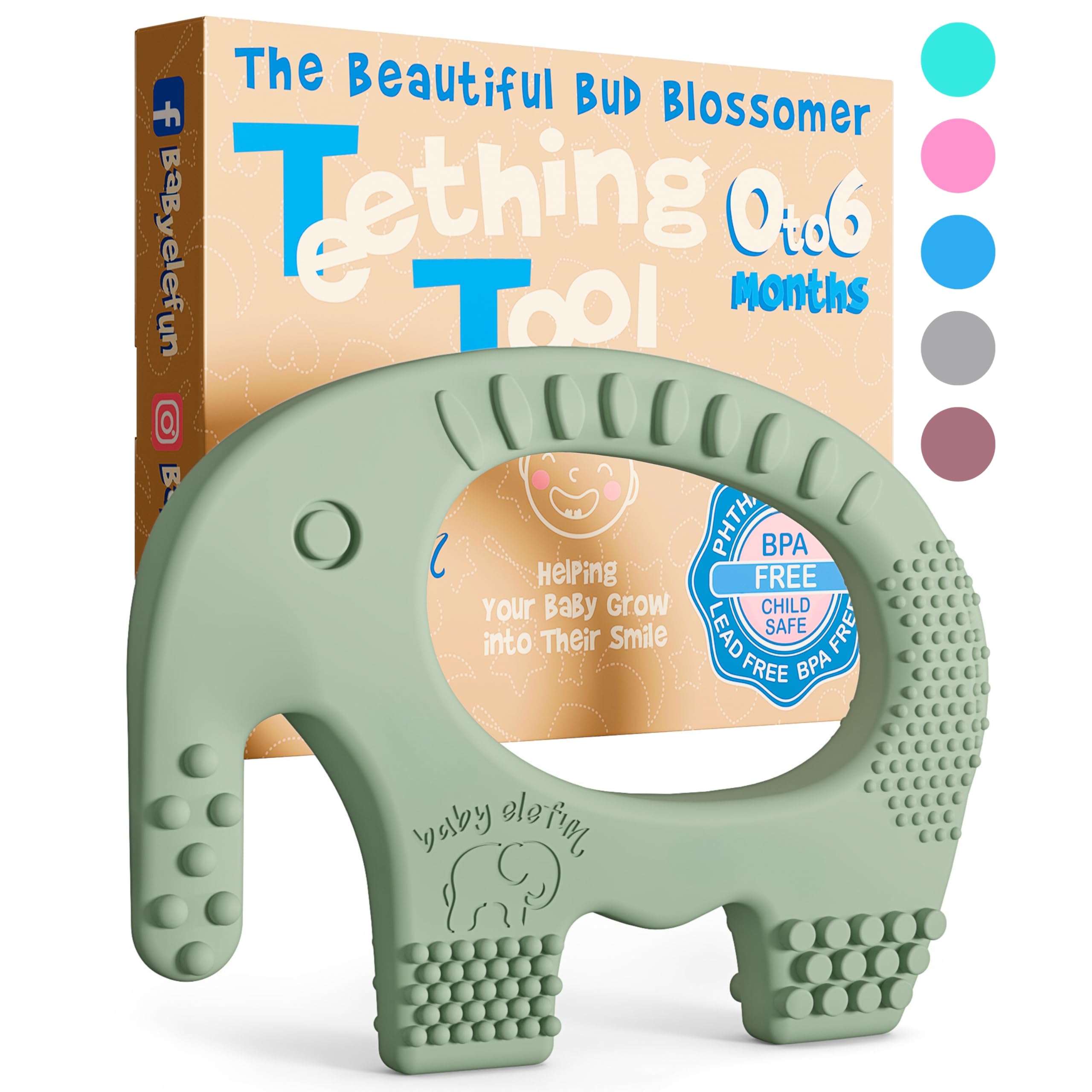 Baby Elefun Baby Teething Toys 5X Pain Relief Zero Delay 0-6 Months