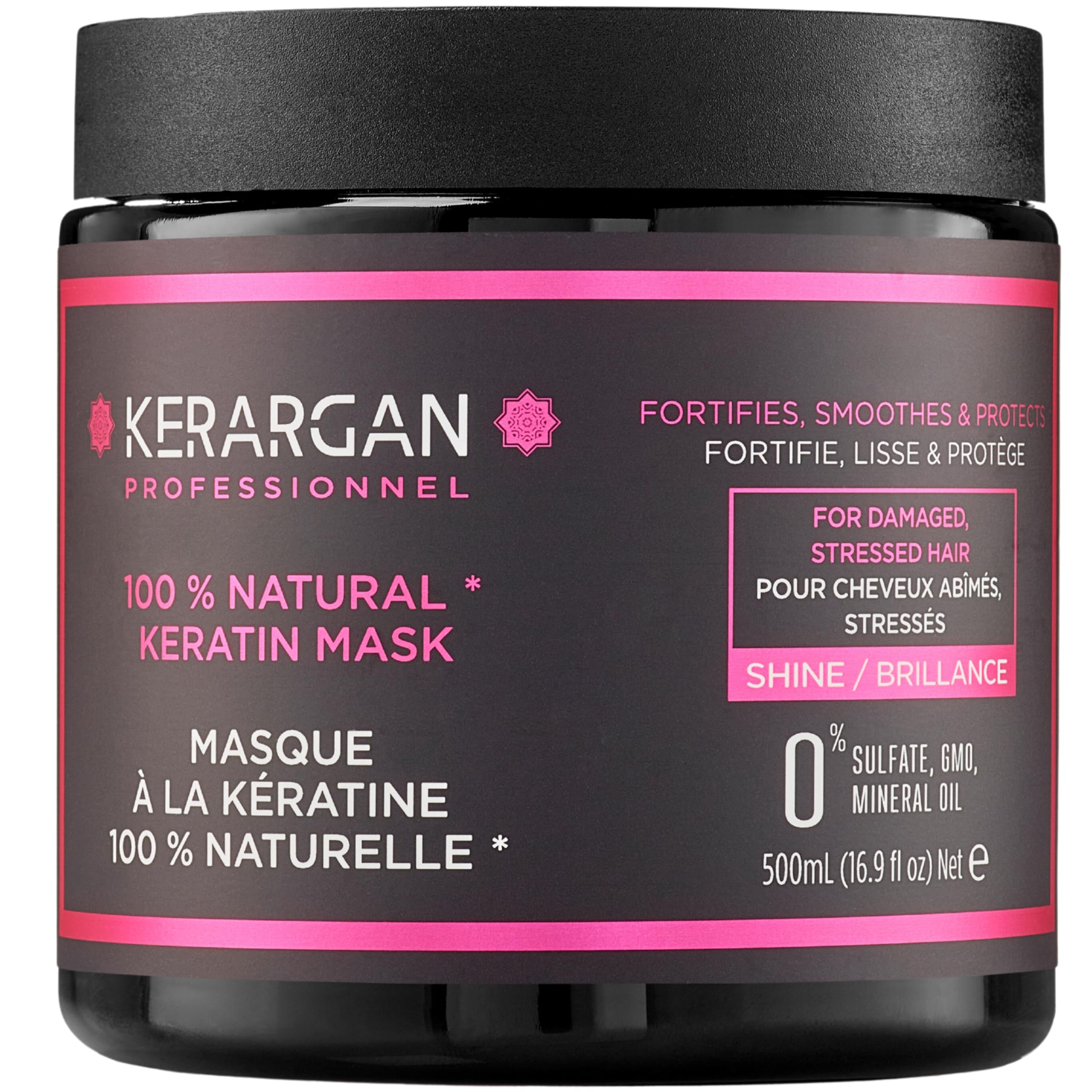 Kerargan - Keratin Hair Mask to regenerate, strengthen, shine and beautify your hair naturally - For dry and damaged hair - Sulfate, paraben and silicone free - 500 ml
