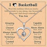 Nupdot Basketball/Volleyball/Softball/Soccer Gifts for Girls, Sport Accessories Cross Necklace Jewelry Birthday Christmas Valentines Easter Baptism Graduation Gifts for Teens Teenage