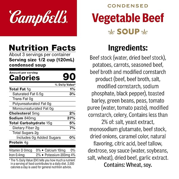 CAMPBELL’S CONDENSED VEGETABLE BEEF SOUP, 13.8 OZ CAN