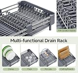KINGRACK Extendable Dish Drainer Rack Stainless Steel Gray Kitchen view 2