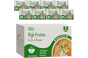VOLO VERO High Protein (32g) Instant Ramen Chicken Flavor Noodles Soup, Plant-Based, Air-Dried, Non-Fried, Low Carb, Egg-Free, Ready to Eat, Dairy Free Healthy Meal, 8 Pack
