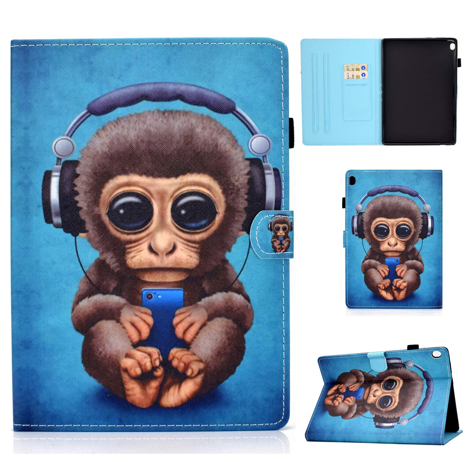Aswant Lenovo Tab M10/M10 HD 1st Gen Case PU Leather Flip Cover Wallet Card Slot Magnetic Tablet Case [Pen Holder] for Lenovo Tab M10 / Lenovo Tab M10 HD - Music Monkey