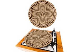 Briwooody Cork Turntable Mat/3mm Thick for Better Sound Support on 11.8 Inches Vinyl LP Record Player Turntable Slipmat Psychedelic Geometric for Vinyl Record(Line Mix Art)